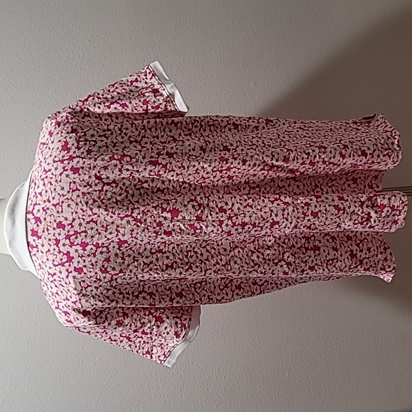 LAURA SCOTT 2X PINK BARBIECORE FLORAL TOP CASUAL SHORT SLEEVE PREPPY POLO SHIRT - Picture 13 of 14